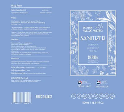 500ml Ndc: 78626-201-01 Label (Ecotok Magic Water Label)